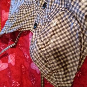 Betsey Johnson black & white check, snap front vinyl halter